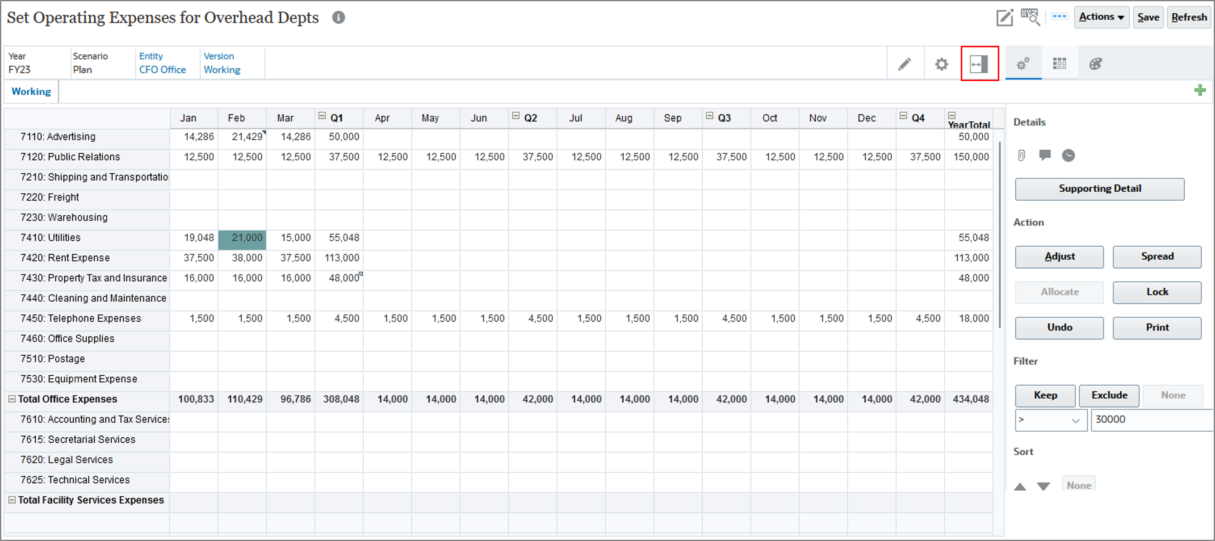 Expense form with Data button Highlighted